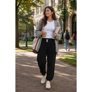 perfectwhitetee Johnny French Terry Drawstring Jogger Sweatpants Black M
